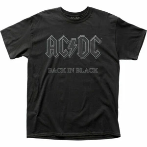AC/DC Back In Black Logo T Shirt Mens Licensed Rock N Roll Music Band Tee Black - Picture 1 of 3