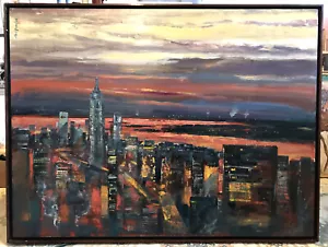 Empire State Building, New York City Skyline 36x48 in. Framed Hall Groat Sr. - Picture 1 of 7