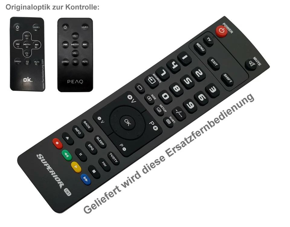SUPERIOR Ersatz Fernbedienung passend für OK. OCS100BT-B / PEAQ PSB100BT-B