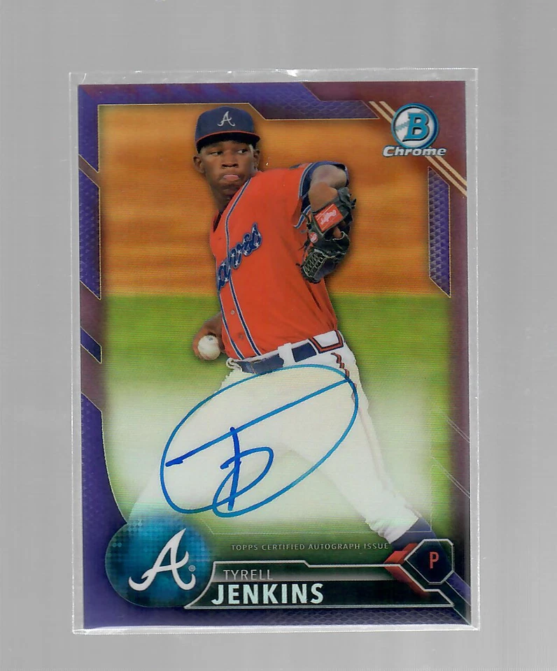 Tyrell Jenkins 2016 Bowman Chrome Purple Refractor Auto 197/250 Rc Autograph - Image 1 of 1