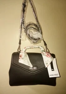 NINE WEST Magnetic Closure Long Shoulder Strap Black Handbag Purse - Bild 1 von 12