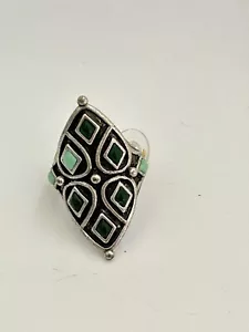Vintage Juicy Couture Green Enamel Southwestern Style Ring Size 7 - Picture 1 of 5