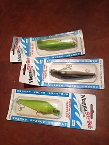 THREE NEW vintage FOUR INCH MAGNASTRIKE PREDATOR LURES. GREEN/GRAY . c - Picture 1 of 8