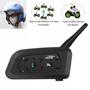 Motorcycle Helmet Intercom Bluetooth Headset 6 Riders Interphone Speaker 800M - Picture 1 of 12