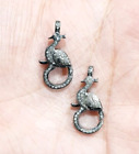 Antique Peacock Style Diamond Lock Clasp Hook Necklaces Keychain Finding Jewelry
