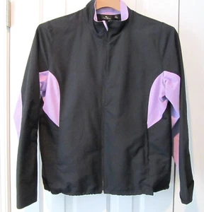 Tek Gear Zippered Windbreaker Black & Purple Jacket Side & Inside Pockets Medium - Picture 1 of 7