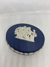 Wedgwood Container +Lid Jasper Blue RARE VTG 1955 Made In England EXQUISITE