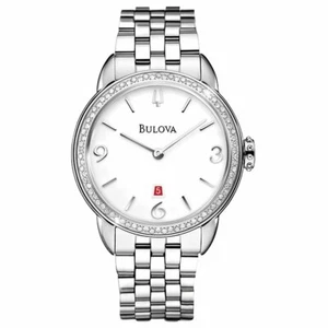 Bulova 96R183 78 Diamantes Tono Plata Blanco Dial Date Reloj de vestir para mujer - Imagen 1 de 1