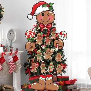 Gingerbread Man Christmas Tree Topper Head Arms Legs Candy Santa Hat Funny - Picture 1 of 7