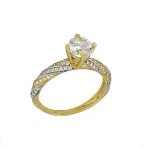 Solitär Ring mit Zirkonia Damen 18 kt Gelbgold  schmuck hochzeit - Bild 1 von 4