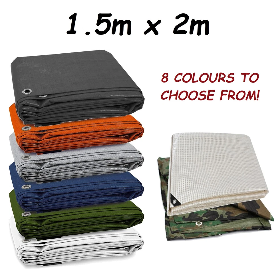 1.5 m x 2 m Tarpaulin Heavy Duty Waterproof Cover Tarp Ground Camping Sheet Best