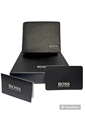 Hugo Boss Coin Pocket Moneme Black Leather Bifold Wallet Mens Gift Box Men Card - Image 1 of 4
