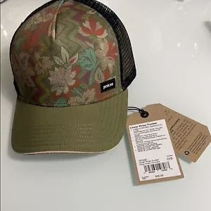 New Prana Lower Pines Cargo Green Floral Unisex Trucker Hat One Size - Picture 1 of 3