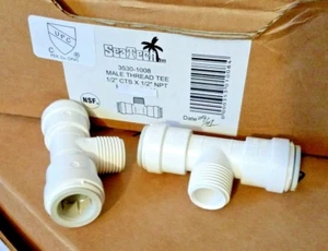 (Qty-2) SeaTech 3530‑1008 MALE  THREAD TEE ‑ 1/2 CTS x 1/2 NPT.      2 pc lot - Picture 1 of 2