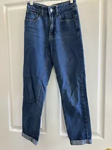 The Rockn Rev Women Blue Jeans Cuff Zip-Up 5 pocket Sz 2 - Picture 1 of 4
