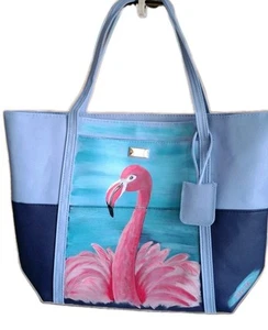 Tasche Shopper Beuteltasche Handtasche Schultertasche Umhängetasche bemalt blau - Bild 1 von 11