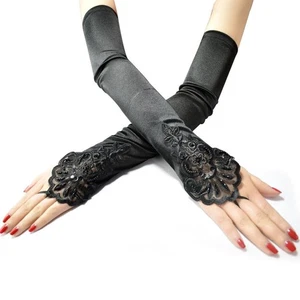 Elbow Length Stretchy Elbow Long Opera Gloves Fingerless Gloves Bride Mittens - Picture 1 of 11