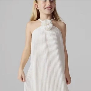 J. Crew Crewcuts Girls rosette halter-neck dress chiffon Sz 8 Party Flower Girl - Picture 1 of 7
