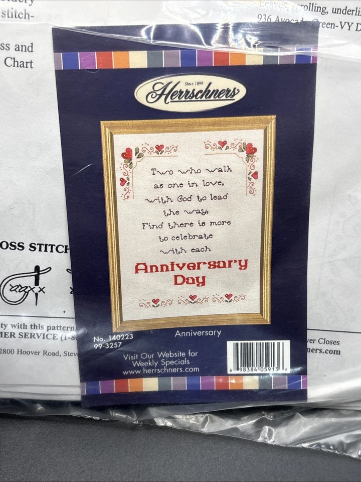 Creaciones exclusivas de punto de cruz de Herrschners #14-0223 aniversario estampado Foto 1 de 3