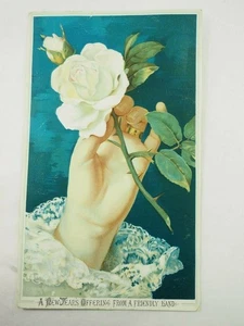 A New Years Offering from a Friendly Hand Victorian Trade Card 1880's - Picture 1 of 5