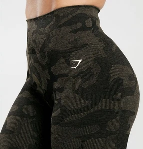 Gymshark Adapt Camo nahtlose gerippte Legging schwarz-camouflage Damengröße Small - Bild 1 von 8
