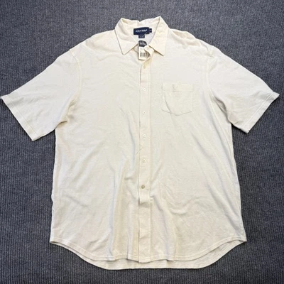 VTG Ralph Lauren Polo Golf Shirt Mens XL Cream Linen Blend Knit Button Up NOS - Image 1 of 4