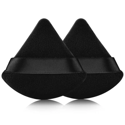 2pcs esponjas triangulo terciopelo polvo facial suaves maquillaje base negra - Image 1 of 4