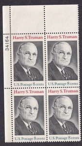 Scott #1499 Harry S Truman Plate Block of 4 Stamps - MNH - Picture 1 of 1