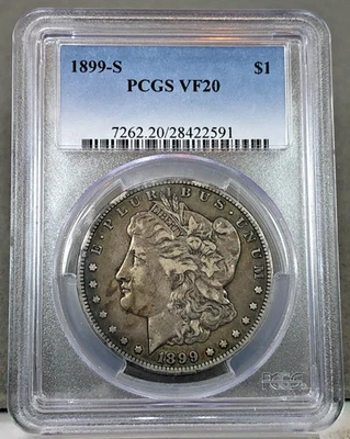 1899-S U.S. $1 Morgan Silver Dollar PCGS VF20 - Image 1 of 2