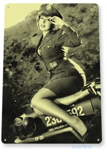 LETRERO DE ESTAÑO Jeepers Letrero de metal lata Pin-up Niña Ejército Militar Garaje Decoración B163 - Imagen 1 de 2