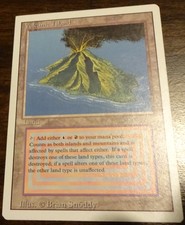 VOLCANIC ISLAND - Revised Dual Land - Square Corner ERROR / MISPRINT - Free Ship