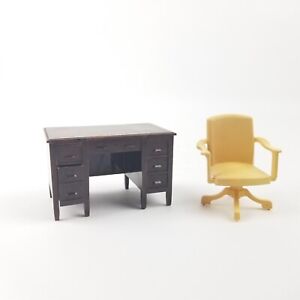 Vintage Renwal Desk & Swivel Chair From School House Dollhouse Miniature