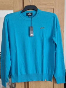 Slazenger 1881 Greyson  Sweater/Jumper  Deep Aqua - Size L - RRP £129 BNWT - Picture 1 of 5