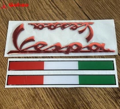 Red FAIRING BADGE ITALY STICK EMBLEMS DECAL FOR PIAGGIO VESPA LX125 LX150 PX150 - Image 1 of 4