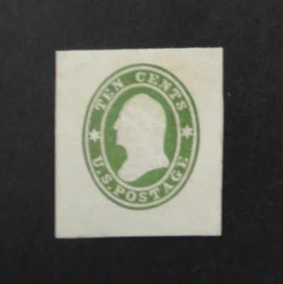 US Stamped Envelope U32 10c 1860-61 Cut Square Green - Image 1 of 2