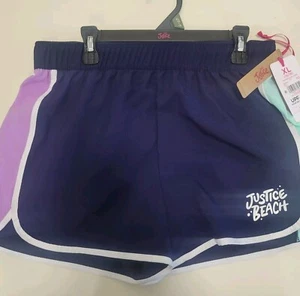 Justice Beach Swimwear For Girls XL 16/18 Blocked Board Shorts Navy - Picture 1 of 3