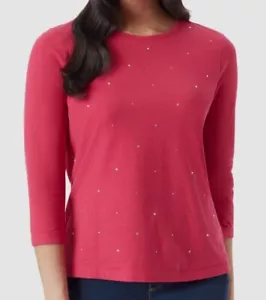 Gloria Vanderbilt Women's Pink 3/4-Sleeve Glitz T-Shirt Top Size M - Picture 1 of 1