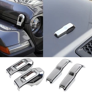 4-pack Hood Catch Hinge Cover Trim Chrome For 2018-2024 Jeep Wrangler JL JT Part - Imagen 1 de 14