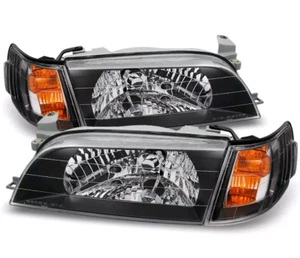 Faros focos carcasa negra para Toyota Corolla 1993-1997 con esquinas izquierda+derecha - Imagen 1 de 4