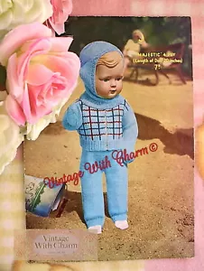 Vintage 50s Boy Doll Clothes Knitting Pattern For Outdoor Playsuit, 20in. Doll - Picture 1 of 1
