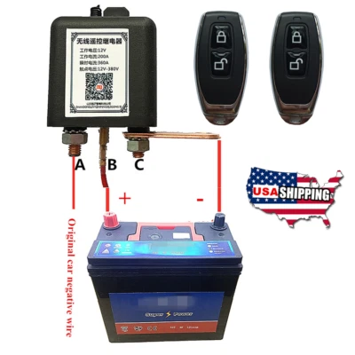 Wireless Remote 12V Car Hot Rod Battery Disconnect Relay Master Kill Switch USA - Image 1 of 4