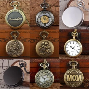 Antico orologio da tasca vintage uomo donna quarzo ciondolo catena collana miglior regalo - Foto 1 di 24