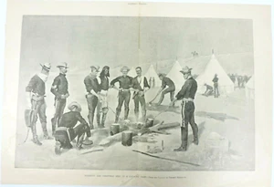 Roasting Christmas Beef In A Cavalry Camp Frederic Remington Antique 1891 Print - Picture 1 of 12