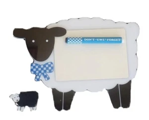 Sheep blue black white memo board pen eraser; "Don't Ewe Forget" 9 3/4" x 7 3/8" - Picture 1 of 4