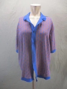 ZARA GEOMETRIC Size M Men Short Sleeve Collar Lightweight Button Up Cardigan 599 - Picture 1 of 9