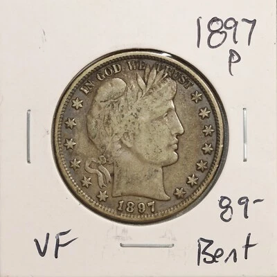 1897  Barber Half Dollar 50c Slightly Bent VF #1 - Image 1 of 2