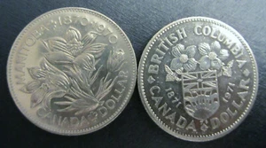 Canada 1970-1971 One Dollar Coin 100th Anniversary Manitoba & British Columbia  - Imagen 1 de 2