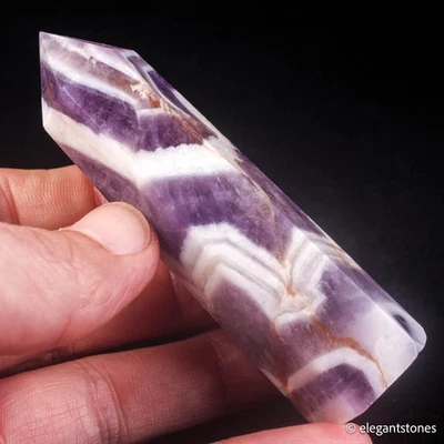 71g84mm Chevron Amethyst Point Natural Crystal Obelisk Tower Healing Gemstone - Image 1 of 4