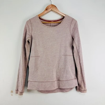 Sudadera Lululemon Exhalation Cuello Redondo Gris Jaspeado Rosa Floral Forrado Bolsillos Foto 1 de 4