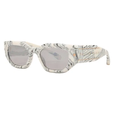 Gafas de sol Philipp Plein plateadas con espejo rectangulares para dama SPP066M 09YL 51 Foto 1 de 4